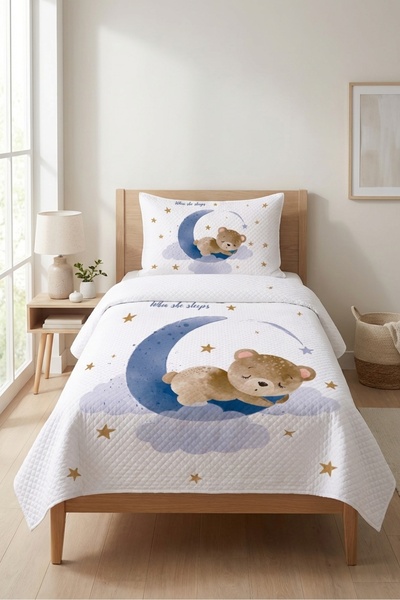 Evmila Teddy Bear Starry Moon Themed Children's Pique Set - Sleeping Tale Nor...