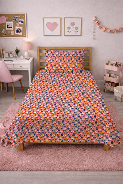 Evmila Floral Pattern Minimal Single Pique Set-Retro Spring Bohemian Coral Na...