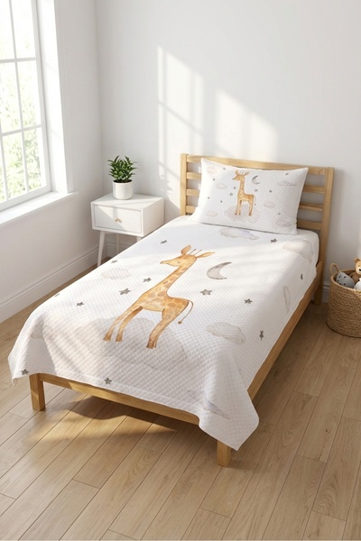 Evmila Cute Giraffe Cloudy Baby Pique Set - Fairytale Safari Nordic Ecru Must...