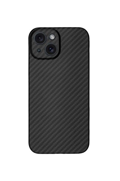 SILKASE Husa fibra de carbon pentru Apple iPhone 15 Plus, aramid kevlar, negr...