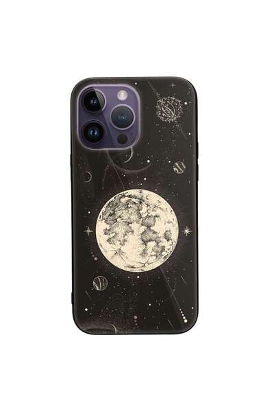 SILKASE Калъф за Apple iPhone 14 Pro, гума/алуминий, черен цвят, дизайн 22