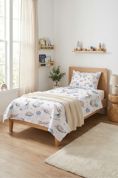 Evmila Σετ Παιδικού Πικέ με Σχέδιο Διαστημικής Πλανήτης και Πυραύλων - Καπιτο...