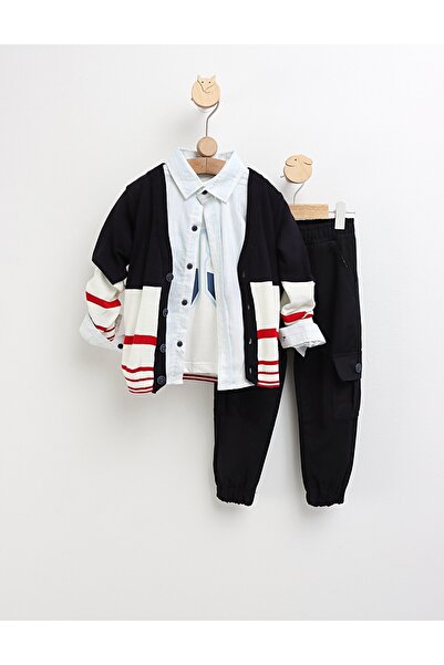 MiniKids Παιδικό σετ ρούχων με ζακέτα, πουκάμισο και παντελόνι, από άνετο βαμ...