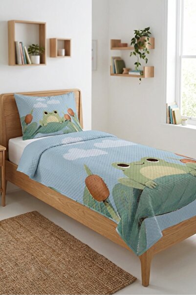 Evmila Χαριτωμένο σετ πικέ μονόχρωμο με σχέδιο βάτραχος και σύννεφα - Παραμυθ...