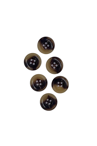 Düğmece 4 Delikli 30 Adet Plastik Düğme (17mm, Kahve)