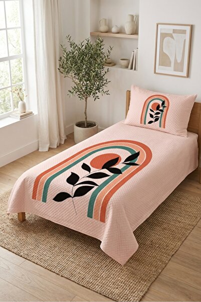 Evmila Σετ βρεφικού κρεβατιού με σχέδιο φύλλων ουράνιου τόξου - Καπιτονέ κάλυ...