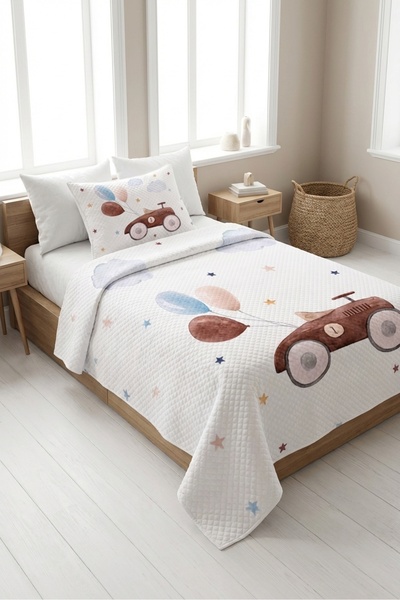 Evmila Σετ βρεφικού κρεβατιού με μοτίβο σύννεφων αυτοκινήτου-νοσταλγικό κάλυμ...