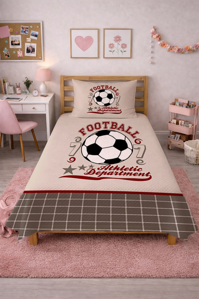 Evmila Μοντέρνο καπιτονέ κάλυμμα κρεβατιού με θέμα το ποδόσφαιρο, με σχέδιο α...