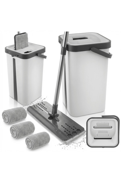 TnsAround Επίπεδη σφουγγαρίστρα με στύφτη, κουβάς 11 λίτρων με 2 διαμερίσματα...