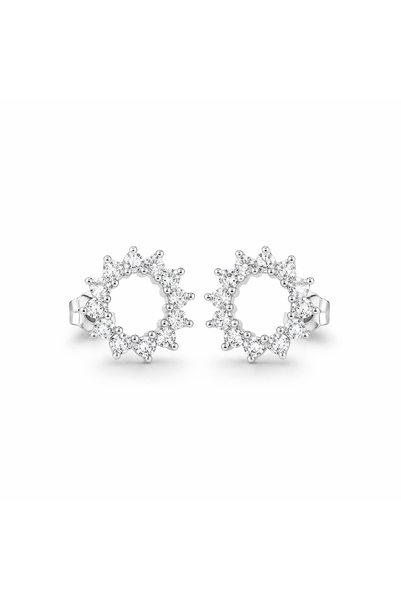 KLAZOJEWELRY 925 Ayar Gümüş Üzeri Yüksek Kalite Rodyum Kaplama Yuvarlak Taşlı...