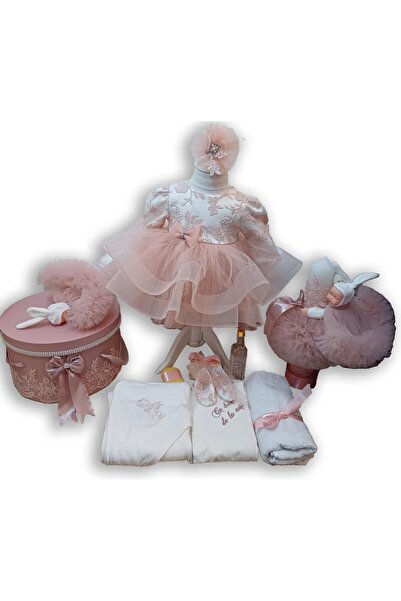 OEM Premium powder pink baby girl baptism kit Dress with accessories, candle,...
