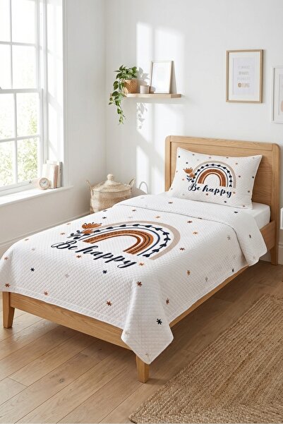 Evmila Παιδικό σετ πικέ με σχέδιο λουλουδιών ουράνιου τόξου - Διακοσμητικό κά...