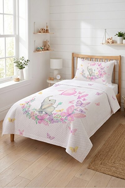 Evmila Σετ νεανικού πικέ με σχέδιο πεταλούδας και ελέφαντα με λουλούδια - Δια...