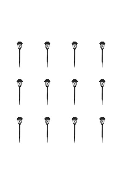 Wonderland Σετ 12 Ηλιακών Φωτιστικών LED Κήπου, Μαύρα, 44 εκ.