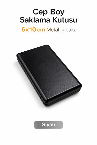 Wolf Metal Tabaka 6x10 cm – Siyah Desenli Cep Boy Saklama Kutusu