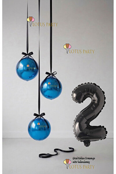 LOTUS PARTY مجموعة بالونات باللون الأزرق الداكن - بالون على شكل كرة أرضية بال...