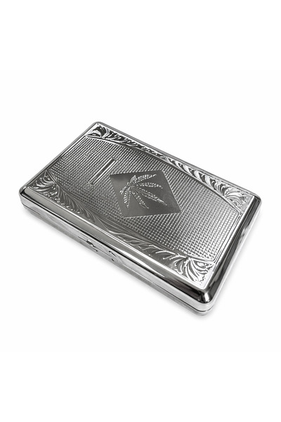 Wolf Metal Tabaka 6x10 cm – Gümüş Desenli Cep Boy Saklama Kutusu