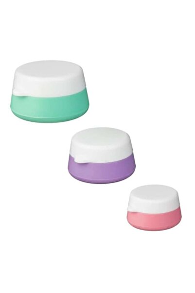 OEM Σετ 3 δοχείων ταξιδίου, Σιλικόνης, Ροζ/Μωβ/Πράσινο της μέντας