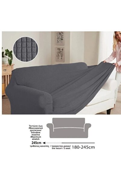 OEM Ελαστικό Κάλυμμα Καναπέ για Τρία Θέσεις, Γκρι, 180x245εκ.