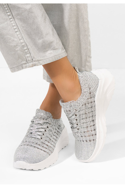 B T Shoes Valeia women's silver sneakers