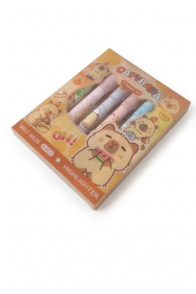 Gökyüzü ışığı Capybara 6 Renk Fosforlu Kalem Seti