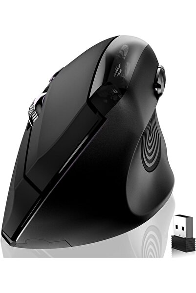 Memzuoix Kablosuz Ergonomik Dikey Mouse 2.4G – 800/1200/1600 DPI – Pilli – Siyah