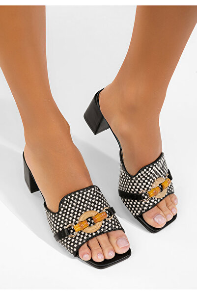 B T Shoes Black Olenna chunky heel Slipper