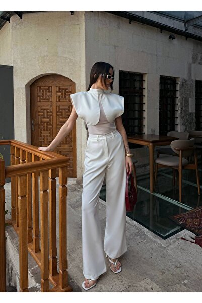 Julidress Σετ μπλούζας και παντελονιού με λεπτομέρεια από τούλι, Premium Σετ