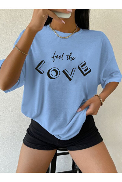 SUNFREE Γυναικείο κοντομάνικο μπλουζάκι LOVE με στάμπα Oversize για το καλοκαίρι