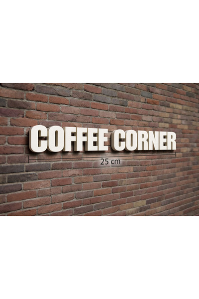 Boyutron Kabartma Coffee Corner Duvar Yazısı Dekoratif Mutfak Tablosu 25 cm