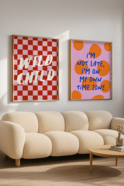 STARYUNA Σετ διπλών πινάκων με ξύλινο πλαίσιο, μοντέρνα τυπογραφία και πολύχρ...