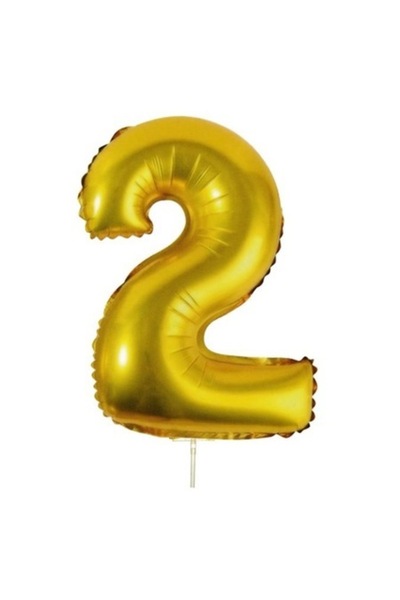 OEM Μπαλόνι γενεθλίων, Αριθμός 2, Χρυσό, 25 εκ.
