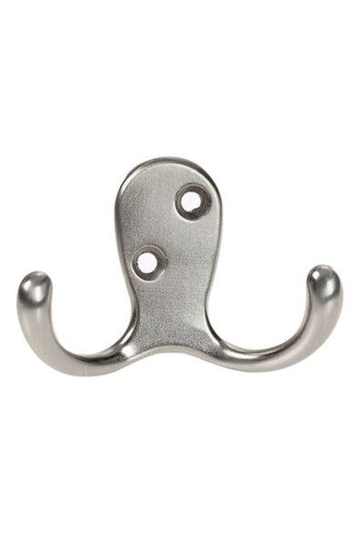 OEM Διπλή Μεταλλική Κρεμάστρα με Βίδες, Ασημί