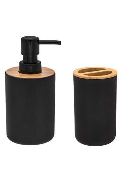 OEM Σετ δοσομετρητή και ποτηριών, Καπάκι από μπαμπού, Μαύρο πλαστικό