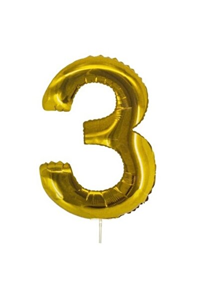 OEM Μπαλόνι γενεθλίων, Αριθμός 3, Χρυσό, 21 εκ.