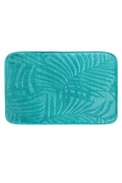 OEM Χαλάκι μπάνιου, με σχέδιο φύλλων, πετρόλ