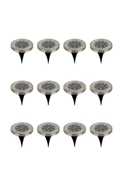 Wonderland Σετ 12 Ηλιακών Σποτ Φωτιστικών με 8 LED για τον Κήπο, Ασημί/Μαύρο