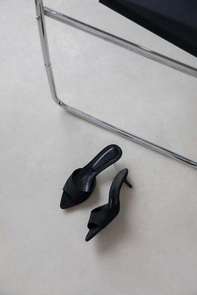 STRASWANS Γυναικεία σουέτ σανδάλια Randall με τακούνι, μαύρα