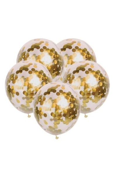 OEM Set of 10 Balloons for Parties or Anniversaries, Gold with Confetti, 30 cm