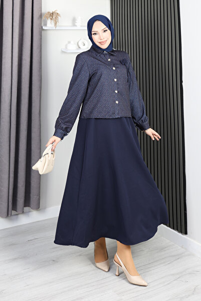 PIOVE Set dublu hijab pentru femei – Rochie lungă cu imprimeu și detalii tip ...