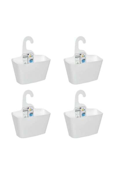 Wonderland Σετ 4 Κρεμαστών Καλαθιών Μπάνιου, Λευκά, 28x12x16 εκ.