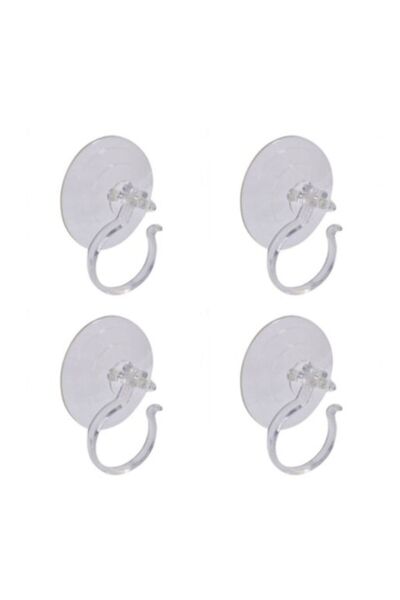 Wonderland Σετ 4 Γάντζων με Βεντούζα, Διαφανείς, Διάμετρος 8,5 εκ.