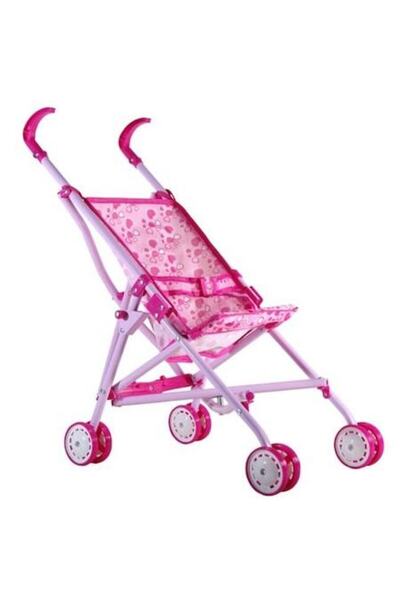 Wonderland Καρότσι κούκλας, Ροζ/Λευκό, 60 x 25 εκ.