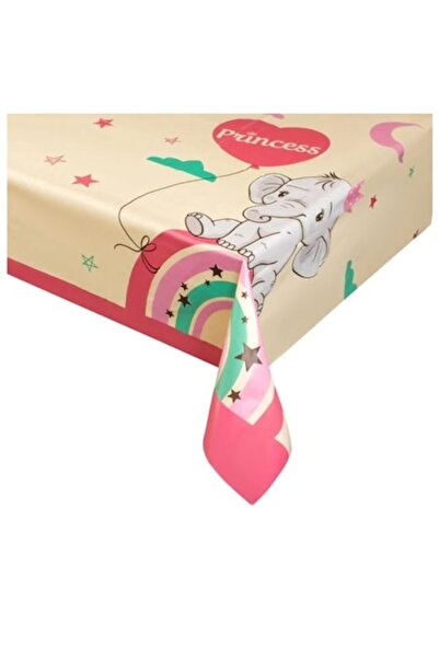 OEM Πλαστικό Τραπεζομάντιλο, Ελέφαντας Ουράνιο Τόξο, Ροζ/Μπεζ, 120x180εκ., Σε...