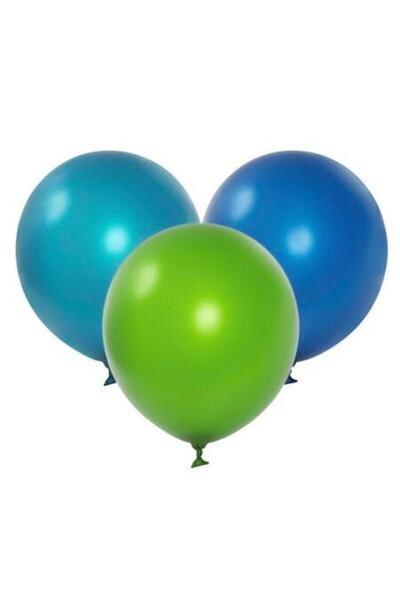 OEM Set of 10 Balloons for Parties or Anniversaries, Blue/Green, 23 cm