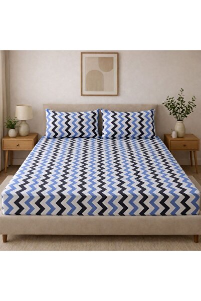 DüşEvi Double Ranforce Fabric Fitted Sheet Set – Breathable Soft-Textured