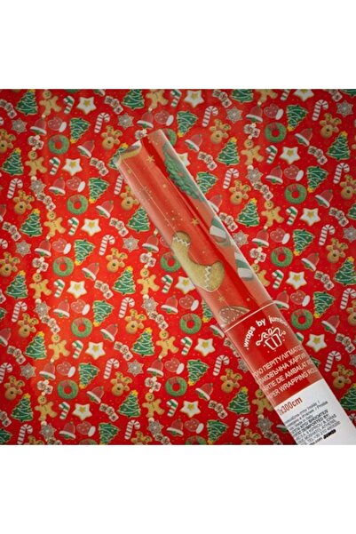 OEM Χριστουγεννιάτικο χαρτί περιτυλίγματος, Κόκκινο, 300x70 εκ., με σχέδιο με...