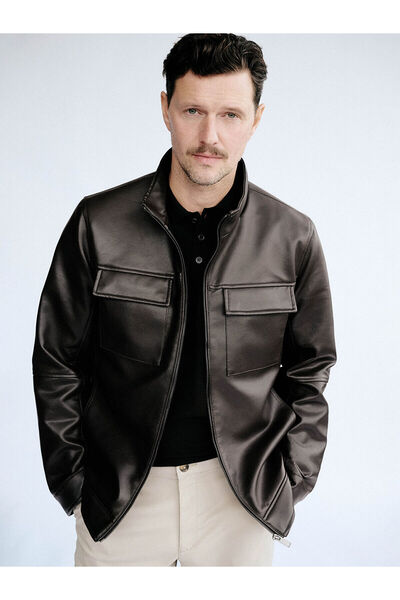 LC Waikiki Trendlucky: standout standard fit stand collar men's leather-look ...