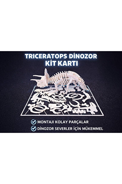 Mynivora Triceratops Dinozor 3D Puzzle Kendin Yap Boyama ve Montaj Seti 12.5 ...