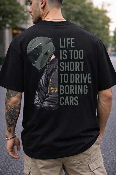 YOLO STREET Premium Oversize Siyah Tişört – %100 Pamuk, Kalın Kumaş, Life Is ...